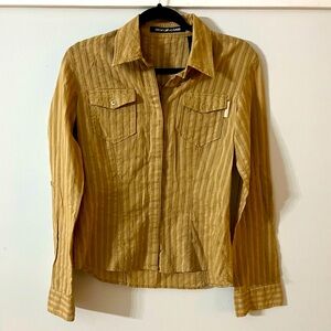 DKNY JEANS Woman’s 100% Cotton Beautiful Detailed Button Down Blouse. Size 6